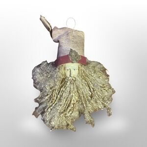 Vintage Wizard Santa Ornament Large Beard Hat Face‎ Christmas Decoration